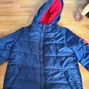 Tommy Hilfiger Kids Navy Puffer Jacket with Red Details